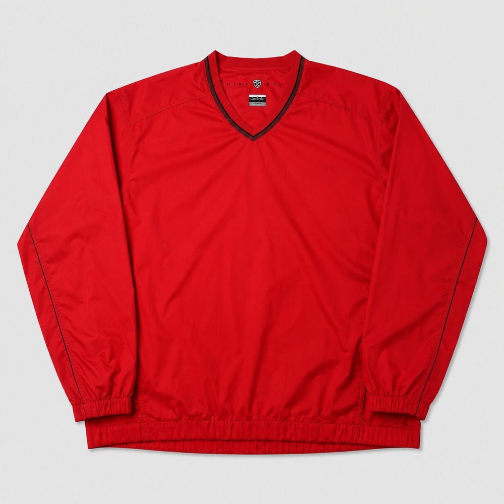 Nike Golf Clima-Fit Windbreaker Mens XL Red V Neck Pullover Jacket